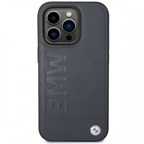 Etui BMW BMHMP14XSLLNA iPhone 14 Pro Max 6,7" granatowy|navy hardcase Leather Hot Stamp MagSafe image 3
