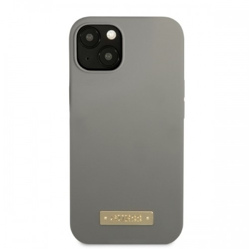 Guess GUHMP13MSPLG iPhone 13 6,1" szary|grey hard case Silicone Logo Plate MagSafe image 3