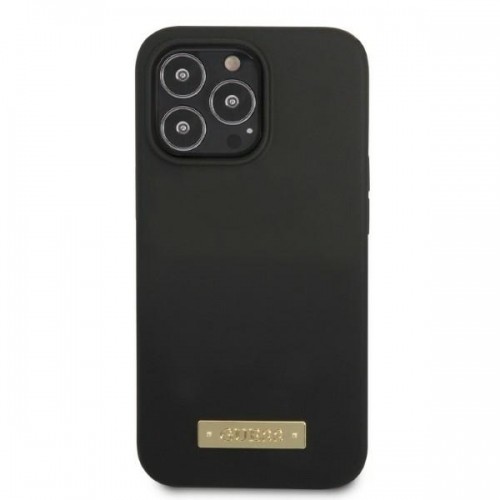 Guess GUHMP13LSPLK iPhone 13 Pro | 13 6,1" czarny|black hard case Silicone Logo Plate MagSafe image 3