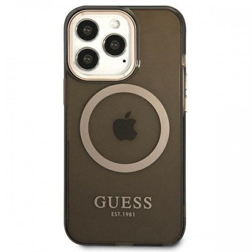 Guess GUHMP13LHTCMK iPhone 13 Pro | 13 6,1" czarny|black hard case Gold Outline Translucent MagSafe image 3