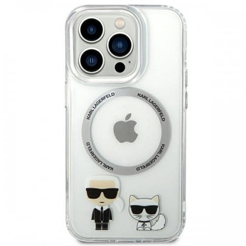 Karl Lagerfeld MagSafe Compatible Case Karl and Choupette for iPhone 14 Pro Max Transparent image 3
