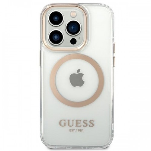 Guess Transparent MagSafe Compatible Case for iPhone 14 Pro Gold image 3