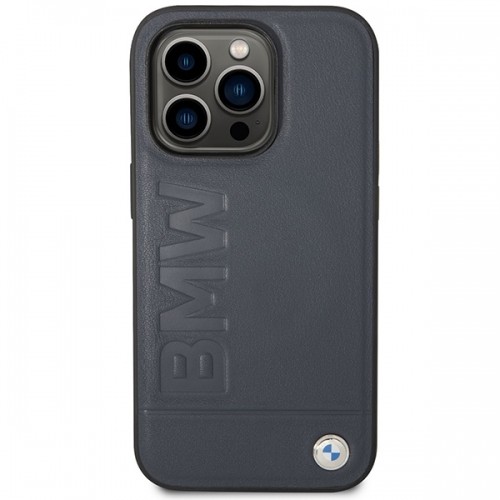 Etui BMW BMHMP14LSLLNA iPhone 14 Pro 6,1" granatowy|navy hardcase Leather Hot Stamp MagSafe image 3