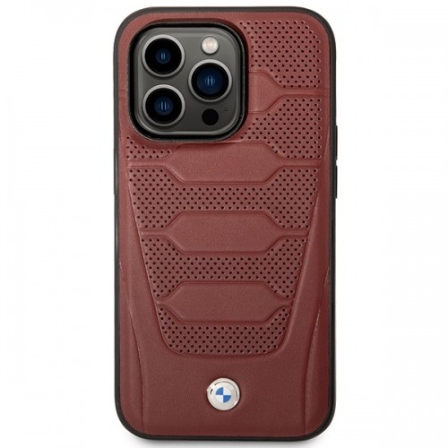 Etui BMW BMHMP14L22RPSR iPhone 14 Pro 6,1" burgundowy|burgundy Leather Seats Pattern MagSafe image 3