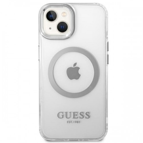 Guess GUHMP14SHTRMS iPhone 14 6,1" srebrny|silver hard case Metal Outline Magsafe image 3