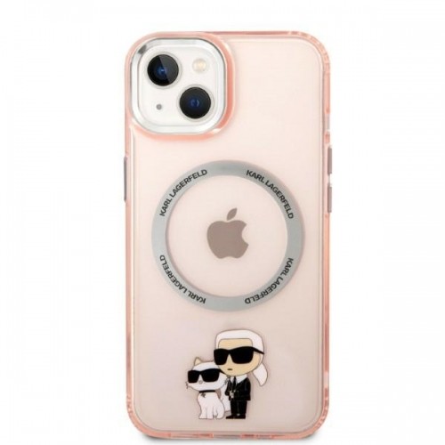 Karl Lagerfeld MagSafe Compatible Case IML Karl and Choupette NFT for iPhone 14 Pink image 3