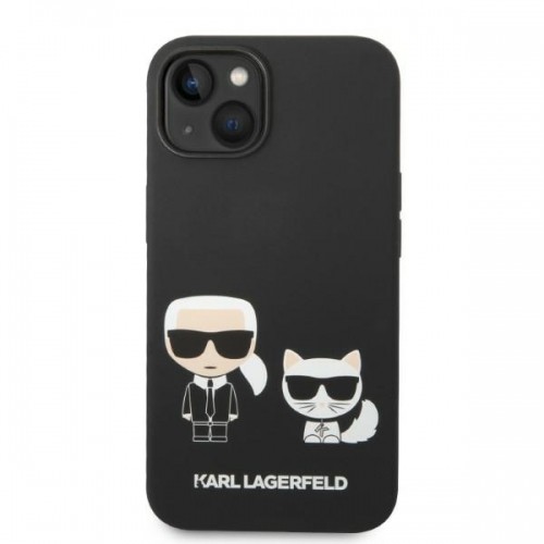 Karl Lagerfeld MagSafe Compatible Case Liquid Silicone Karl and Choupette for iPhone 14 Black image 3