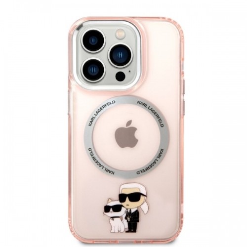 Karl Lagerfeld MagSafe Compatible Case IML Karl and Choupette NFT for iPhone 14 Pro Pink image 3