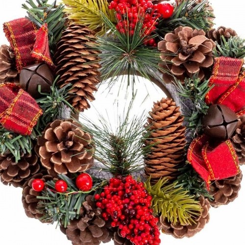 Bigbuy Christmas Ziemassvētku vainags Sarkans Daudzkrāsains PVC Ananāsi 22 x 22 x 10 cm image 3