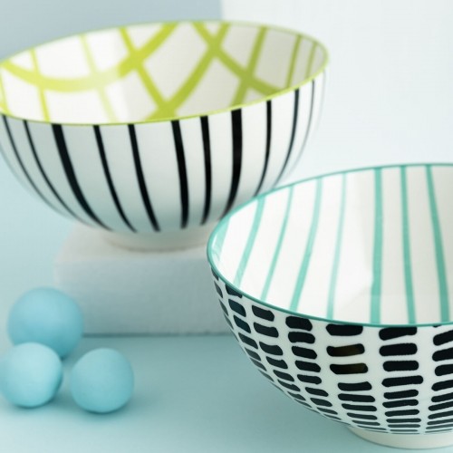 Set of bowls Bidasoa Zigzag Multicolour Ceramic 15 x 15 x 7,3 cm (2 Pieces) image 3