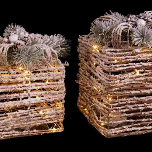 Christmas bauble Natural Metal Plastic Fibre Gift Box 25 x 25 x 36 cm (3 Units) image 3