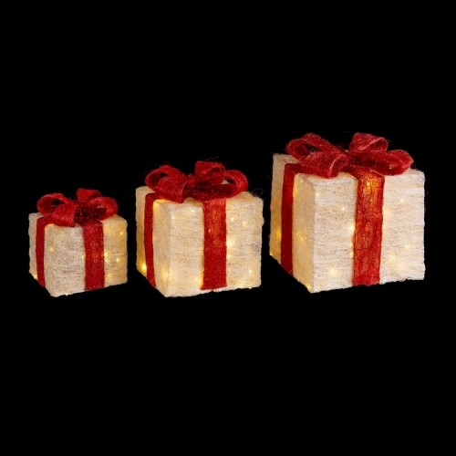 Bigbuy Christmas Новогоднее украшение Белый Красный Металл волокно Подарочный набор 25 x 25 x 31 cm (3 штук) image 3