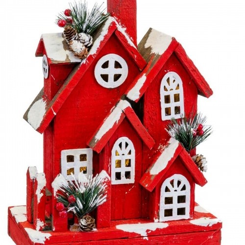 Bigbuy Christmas Новогоднее украшение Красный Деревянный дом 24 x 13 x 33 cm image 3