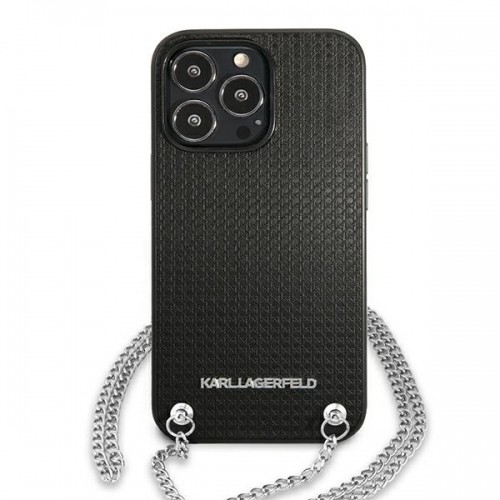 Karl Lagerfeld KLHCP13XPMK iPhone 13 Pro Max 6,7" hardcase czarny|black Leather Textured and Chain image 3