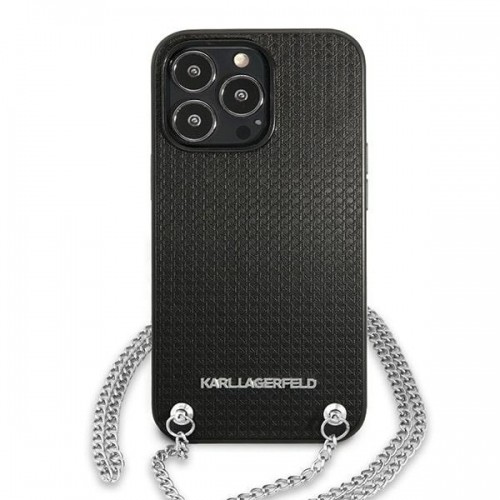 Karl Lagerfeld KLHCP13LPMK iPhone 13 Pro | 13 6,1" hardcase czarny|black Leather Textured and Chain image 3