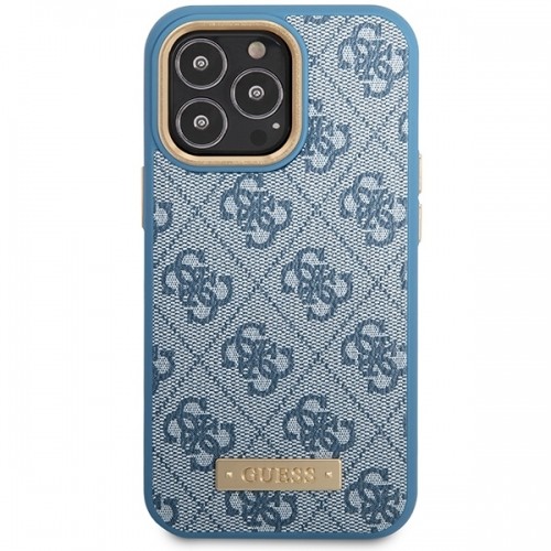 Guess GUHMP14XU4GPRB iPhone 14 Pro Max 6,7" niebieski|blue hard case 4G Logo Plate MagSafe image 3