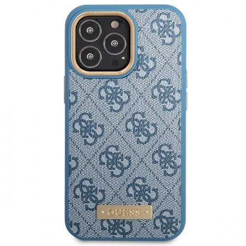 Guess GUHMP14LU4GPRB iPhone 14 Pro 6.1" niebieski|blue hard case 4G Logo Plate MagSafe image 3