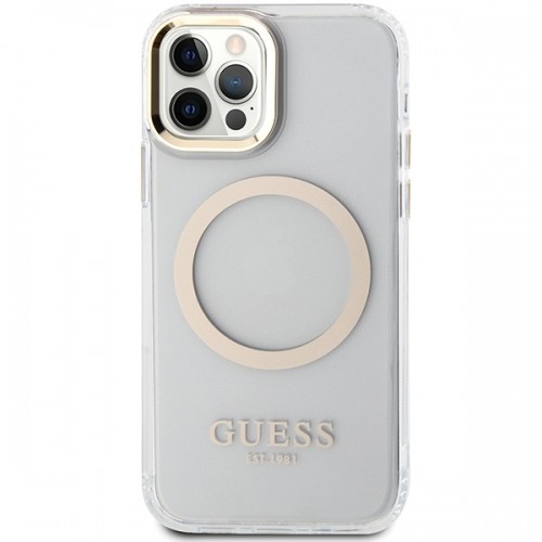 Guess GUHMP12MHTRMD iPhone 12|12 Pro 6.1" złoty|gold hardcase Metal Outline Magsafe image 3