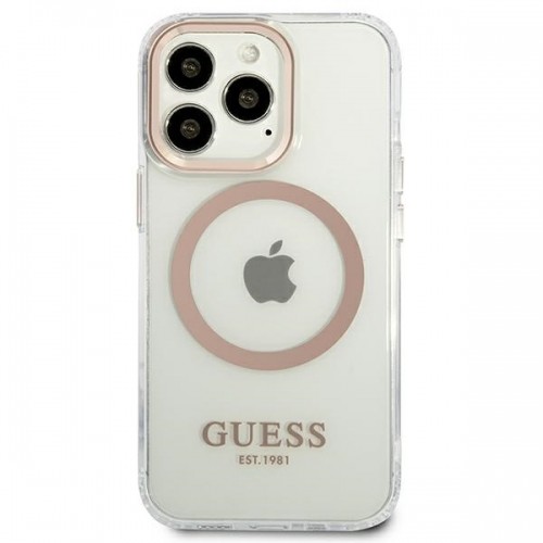 Guess GUHMP13XHTRMD iPhone 13 Pro Max 6,7" złoty|gold hard case Metal Outline Magsafe image 3