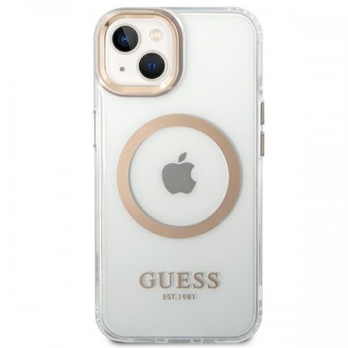 Guess Transparent MagSafe Compatible Case for iPhone 14 Gold image 3