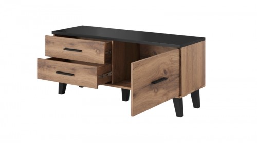 Halmar TV stand LOTTA 120 1D2S wotan oak/ black image 3