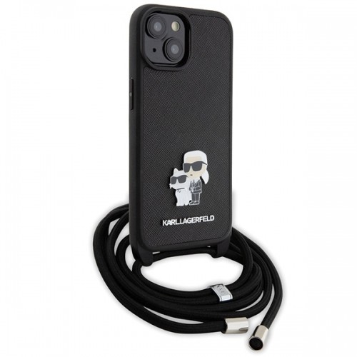 Karl Lagerfeld KLHCP15MSAKCPSK iPhone 15 Plus 6.7" hardcase czarny|black Crossbody Saffiano Metal Pin Karl & Choupette image 3