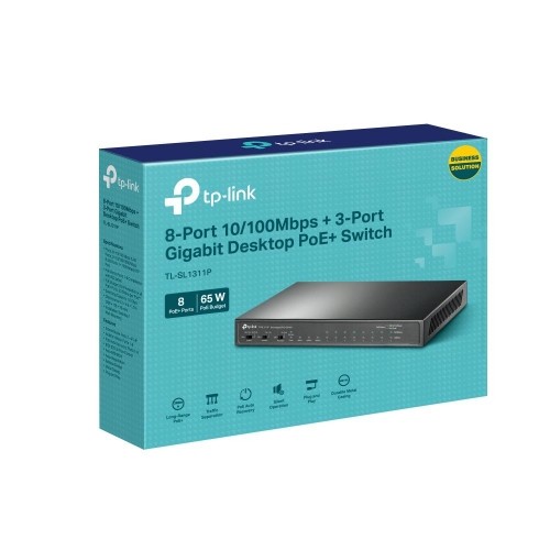 Switch|TP-LINK|TL-SL1311P|Desktop/pedestal|8x10Base-T / 100Base-TX / 1000Base-T|PoE+ ports 8|65 Watts|TL-SL1311P image 3