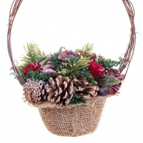 Christmas bauble Red Multicolour Rattan Plastic Foam Pineapples Basket 21 x 21 x 30 cm image 3