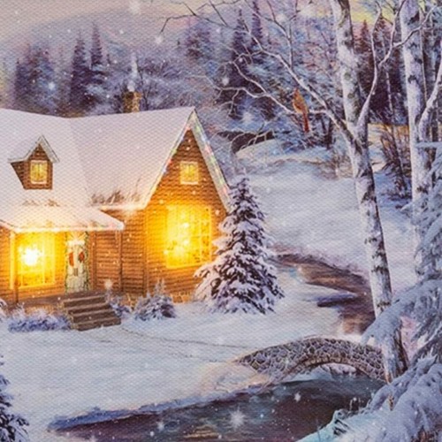 Painting Christmas Multicolour Wood Canvas 20 x 15 x 1,8 cm image 3