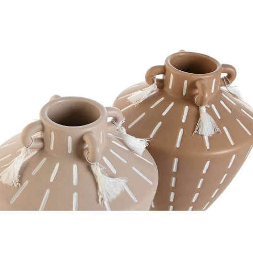 Vāze Home ESPRIT Brūns Gaiši brūns Keramika Koloniāls Bārkstis 15,5 x 15,5 x 17,1 cm (2 gb.) image 3