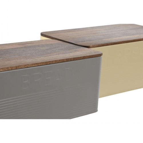 Breadbasket Home ESPRIT Beige Grey Metal Acacia 33 x 18 x 12 cm (2 Units) image 3