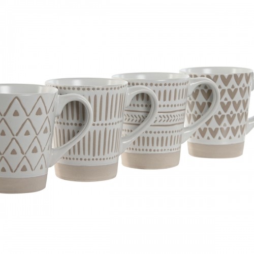 Набор из 4 кружек Mug Home ESPRIT Белый Бежевый Керамика Boho 360 ml image 3