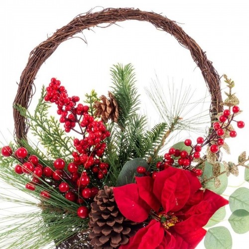 Bigbuy Christmas Ziemassvētku Nieciņš Sarkans Daudzkrāsains Rotangpalma Plastmasa Ananāsi Grozs 43,18 cm image 3