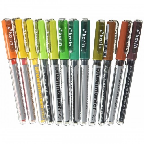 Set of Felt Tip Pens Karin Brushmarker Pro - Sun and Tree Colours 12 Pieces image 3