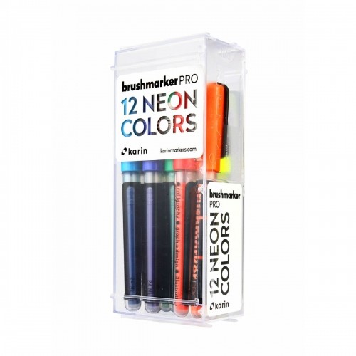 Set of Felt Tip Pens Karin Brushmarker Pro Neon 12 Pieces image 3