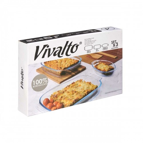 Vivalto Paplāšu Komplekts Caurspīdīgs Borosilikāta glāze 700 ml 2 L 3,8 L (4 gb.) image 3