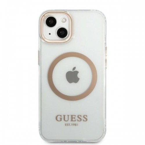 Guess GUHMP13MHTRMD iPhone 13 6,1" złoty|gold hard case Metal Outline Magsafe image 3