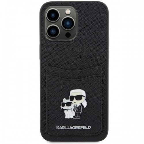 Karl Lagerfeld Saffiano Cardslot KC Metal Pin Back Case Aizsargapvalks Priekš Apple iPhone 15 Pro Max image 3