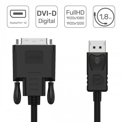 Кабель DisplayPort на DVI Unitek Y-5118BA Чёрный 1,8 m image 3