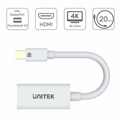 Адаптер Mini DisplayPort — HDMI Unitek Y-6331 Белый 20 cm image 3