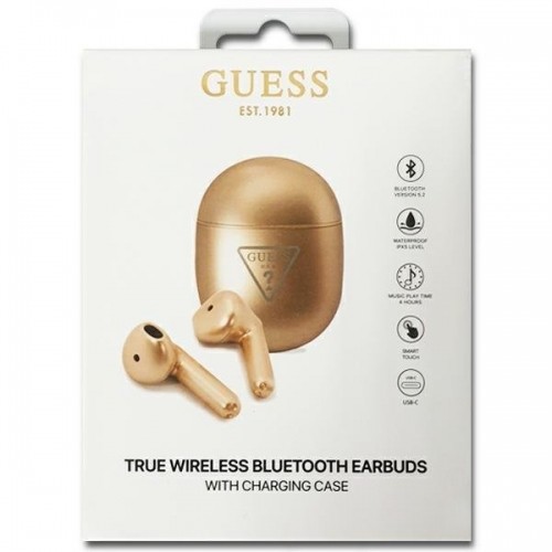 Наушники Guess GUTWST82TRD TWS Bluetooth + док-станция с логотипом Triangle Logo золотого цвета image 3