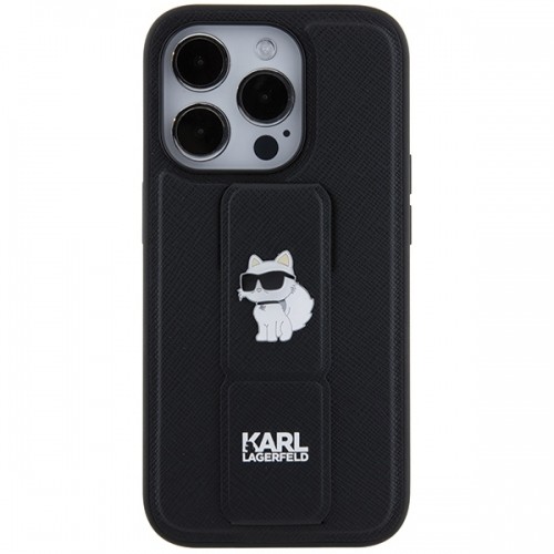 Karl Lagerfeld KLHCP14XGSACHPK iPhone 14 Pro Max 6.7" czarny|black hardcase Gripstand Saffiano Choupette Pins image 3