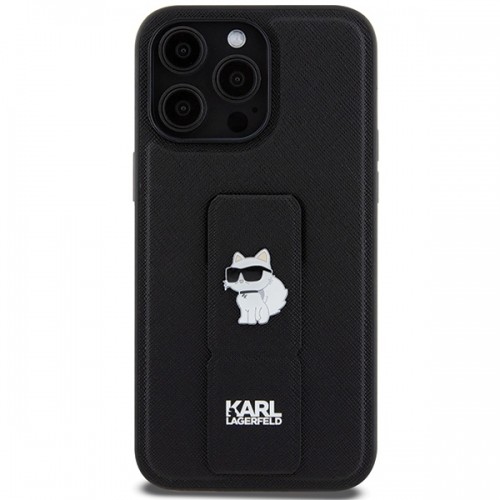 Karl Lagerfeld KLHCP13XGSACHPK iPhone 13 Pro Max 6.7" czarny|black hardcase Gripstand Saffiano Choupette Pins image 3