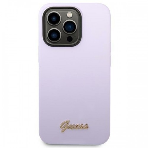 Guess GUHCP14LSLSMU iPhone 14 Pro 6,1" fioletowy|purple hard case Silicone Vintage Gold Logo image 3