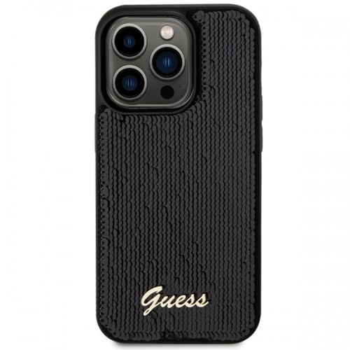 Guess GUHCP13LPSFDGSK iPhone 13 Pro | 13 6.1" czarny|black hardcase Sequin Script Metal image 3