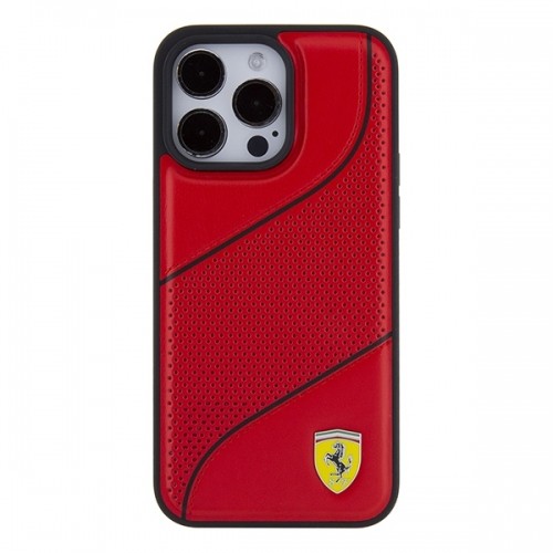 Ferrari FEHCP15LPWAR iPhone 15 Pro 6.1" czerwony|red hardcase Perforated Waves Metal Logo image 3