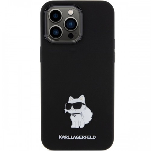 Karl Lagerfeld KLHCP15XSMHCNPK iPhone 15 Pro Max 6.7" czarny|black Silicone Choupette Metal Pin image 3