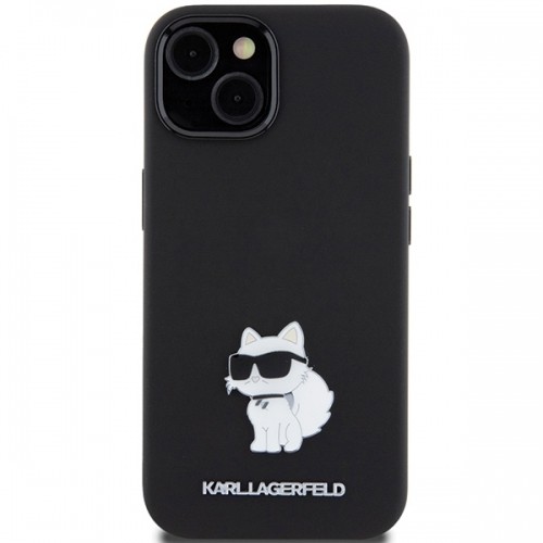Karl Lagerfeld KLHCP15SSMHCNPK iPhone 15 6.1" czarny|black Silicone Choupette Metal Pin image 3