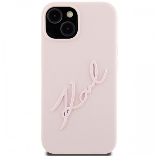 Karl Lagerfeld KLHCP15SSKSBMCP iPhone 15 6.1" różowy|pink hardcase Silicone Karl Script image 3