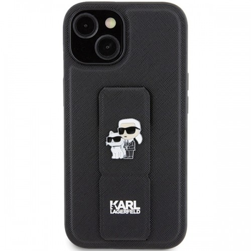 Karl Lagerfeld KLHCP15MGSAKCPK iPhone 15 Plus 6.7" czarny|black hardcase Gripstand Saffiano Karl&Choupette Pins image 3